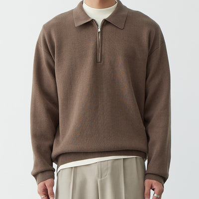 Korean Style Niche Casual Polo Collar Knitwear Sweater For Men