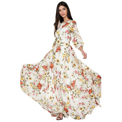 Fashion Printed Chiffon Maxi Skirt – Flowing Style, Effortless Elegance