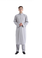 Muslim Two-Piece Solid Color Men’s Robe Set