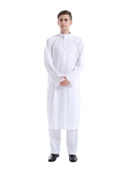 Muslim Two-Piece Solid Color Men’s Robe Set