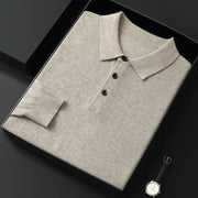Men’s Polo Collar Long-Sleeved Sweater – Spring & Autumn Casual Fashion