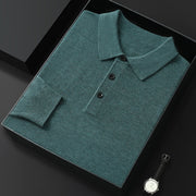 Men’s Polo Collar Long-Sleeved Sweater – Spring & Autumn Casual Fashion