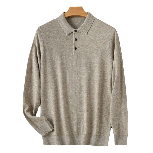 Men’s Polo Collar Long-Sleeved Sweater – Spring & Autumn Casual Fashion