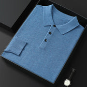 Men’s Polo Collar Long-Sleeved Sweater – Spring & Autumn Casual Fashion