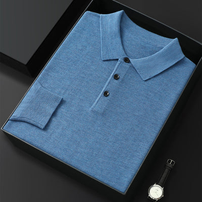 Men’s Polo Collar Long-Sleeved Sweater – Spring & Autumn Casual Fashion