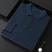 Men’s Polo Collar Long-Sleeved Sweater – Spring & Autumn Casual Fashion