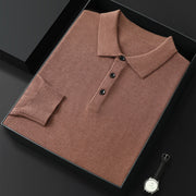 Men’s Polo Collar Long-Sleeved Sweater – Spring & Autumn Casual Fashion