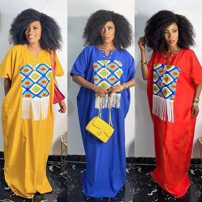 Loose Women’s Printed Maxi Dress – Effortless Modesty with Style
